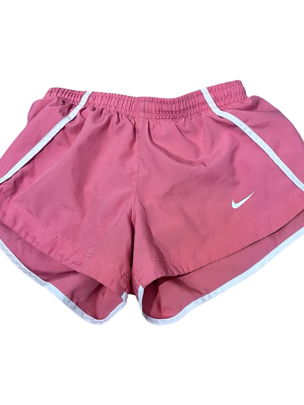 Nike Girls' Rose Pink Running Shorts with White Trim
